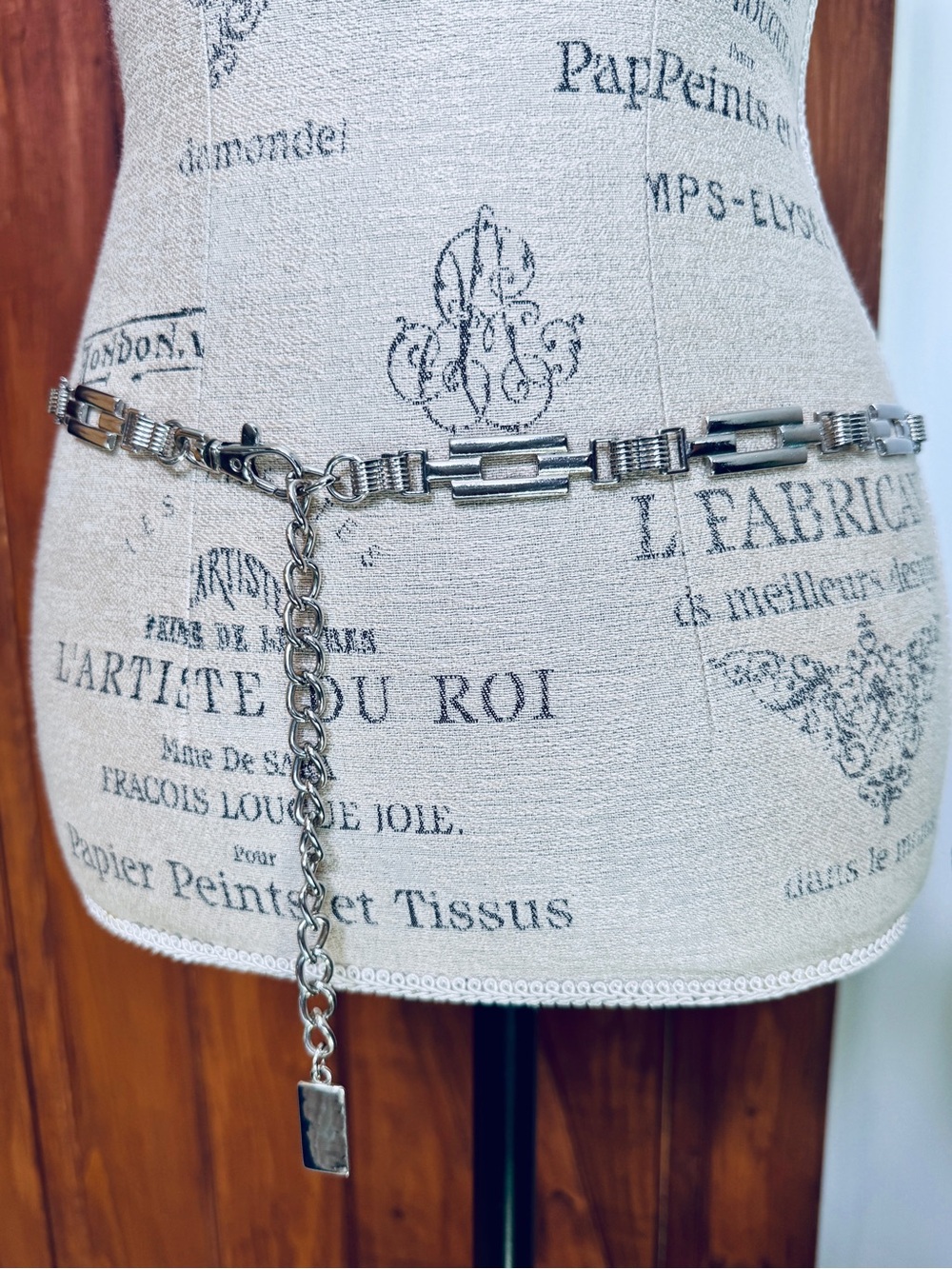 Silver Geometric Link Chain Waist Belt